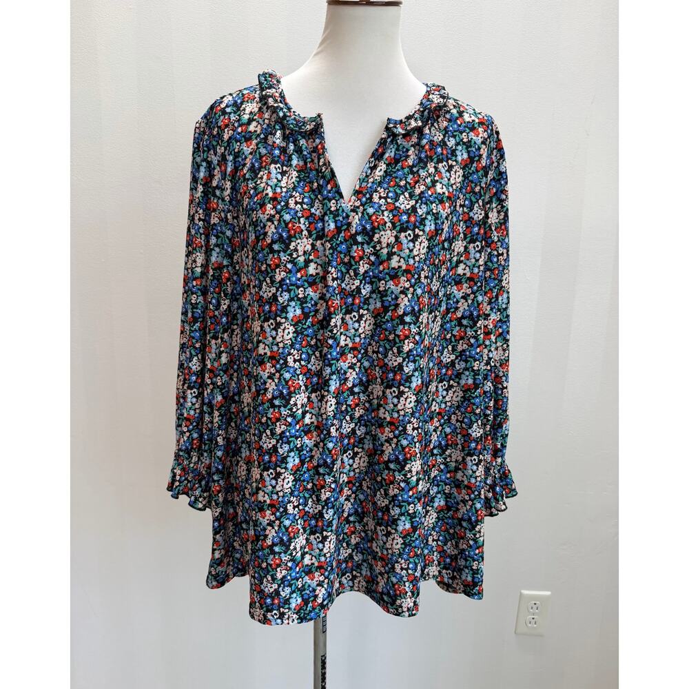 Melloday Floral Peasant Boho Cottagecore Blouse Sz 3X